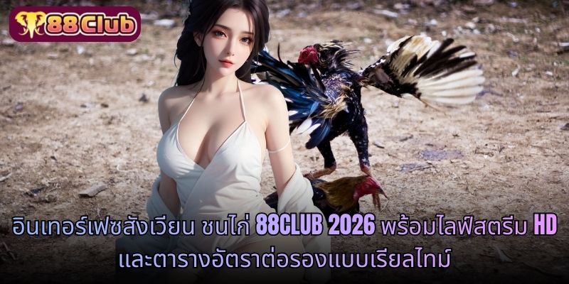 อินเทอร์เฟซสังเวียน ชนไก่ 88 CLUB 2026 พร้อมไลฟ์สตรีม HD และตารางอัตราต่อรองแบบเรียลไทม์